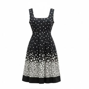 Julian Taylor Classic Retro Chic Polka Dot Fit & Flare Midi Twee Dress w/Pockets